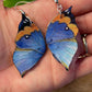 Butterfly Wings- Blue upcycled paper earrings, fairy cottage core aesthetic jewelry