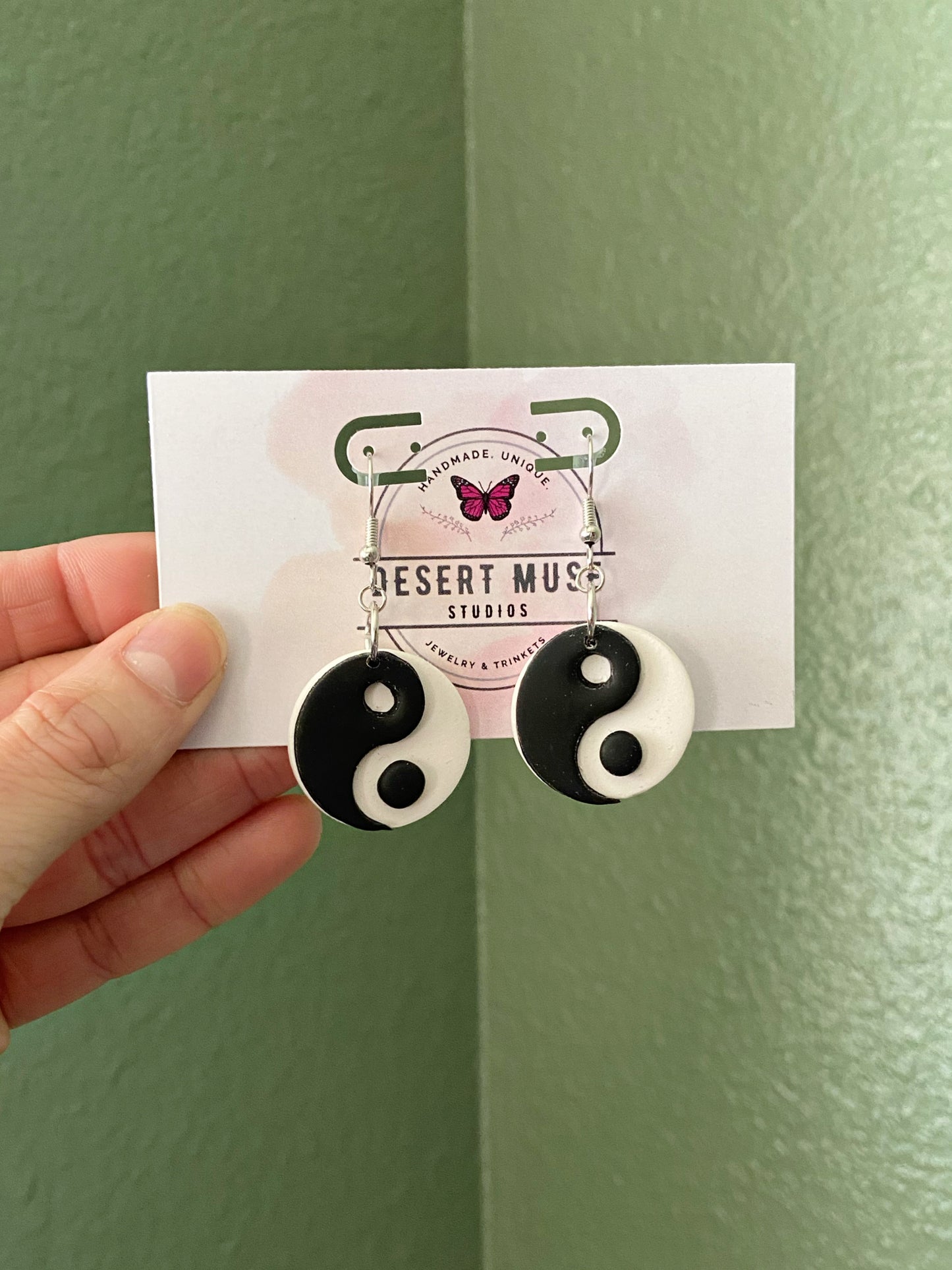Yin Yang- Handmade polymer clay spiritual funky earrings