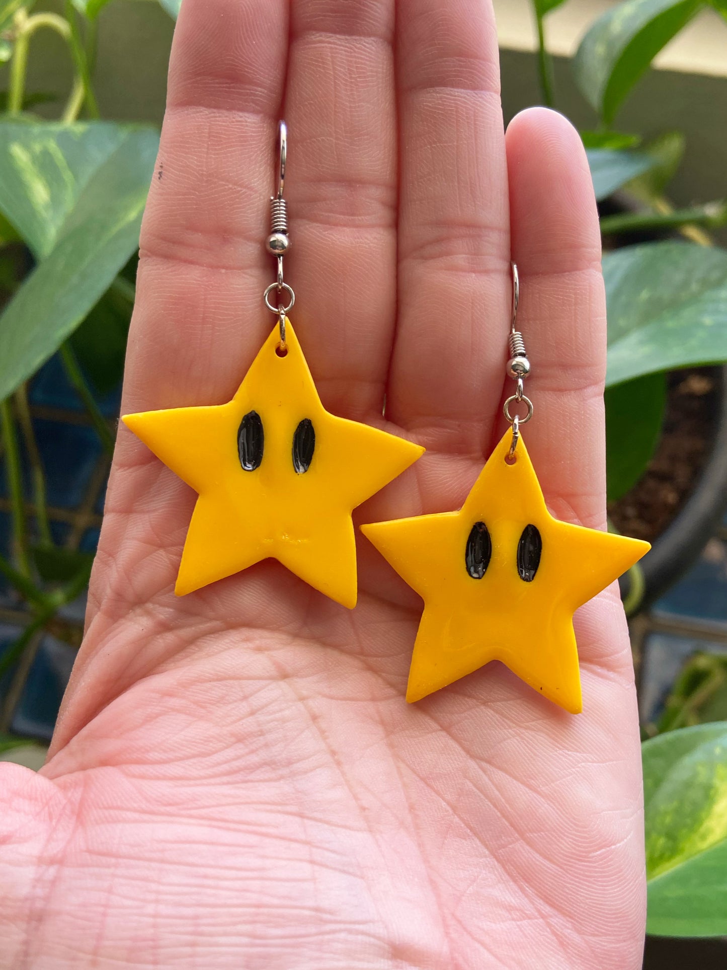 Super Mario- Yellow power up star polymer clay earrings, video game inspired jewelry