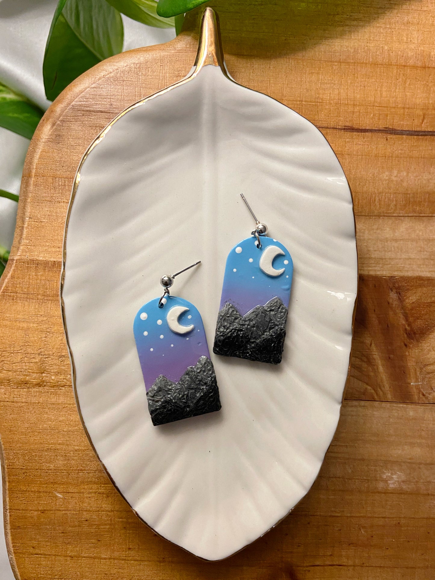 Mountain Ranges- New Mexico inspired mountain & sunset earrings, handmade polymer clay post stud jewelry
