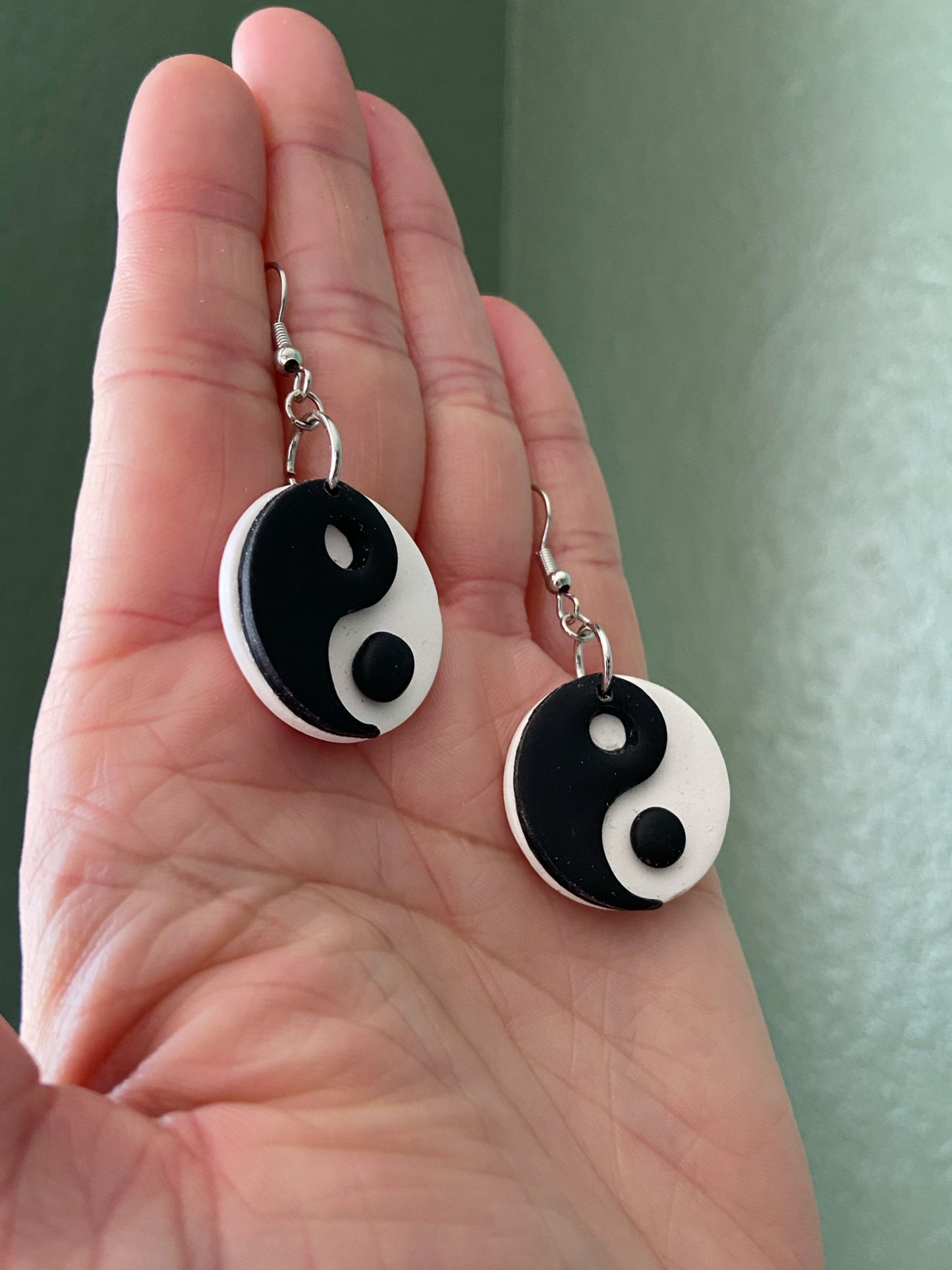 Yin Yang- Handmade polymer clay spiritual funky earrings