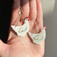 Flying Chickens - Handpainted polymer clay chicken earrings with stainless steel chain