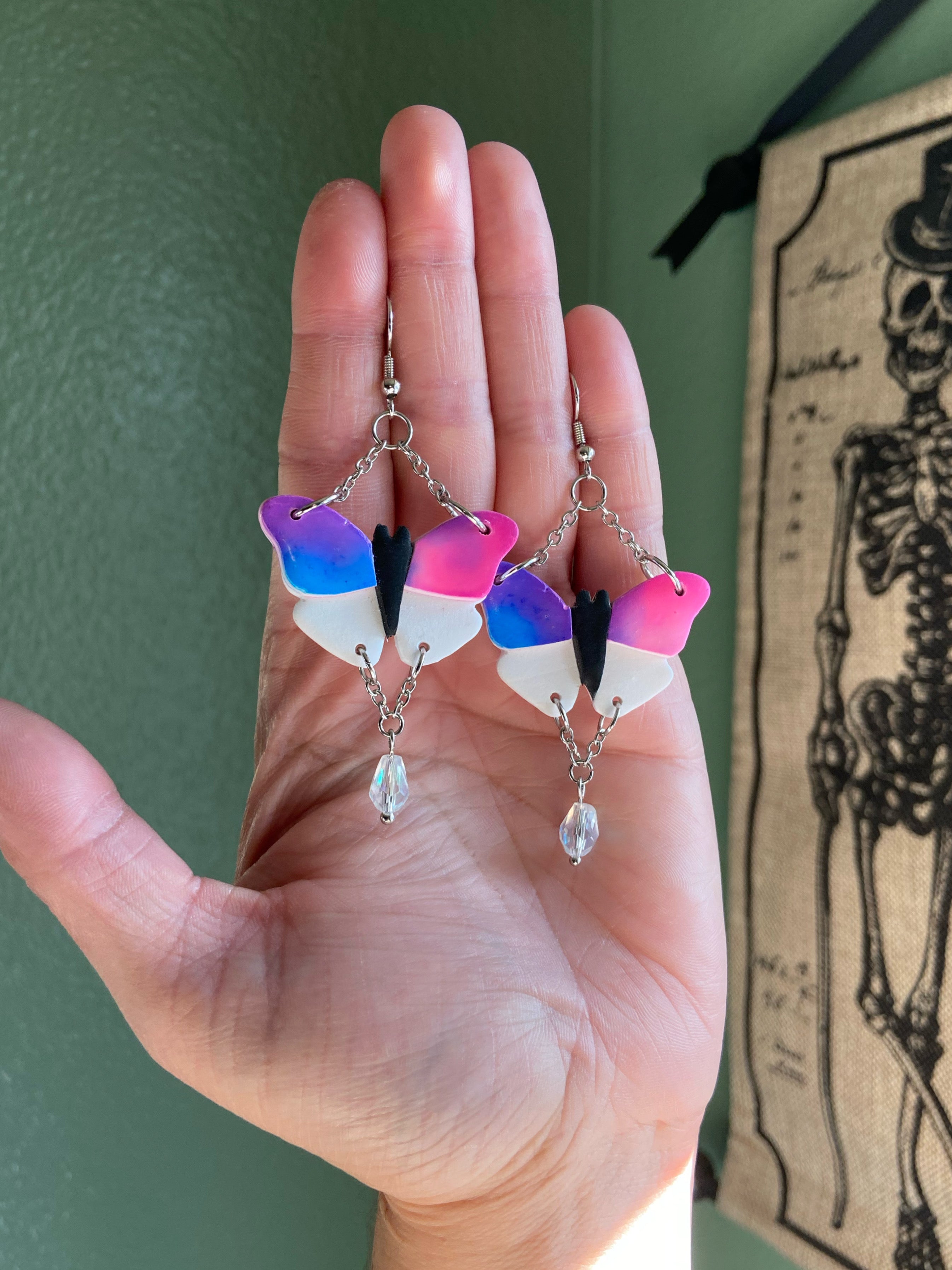 Clear deals butterfly earrings