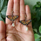 Mini Butterflies- Upcycled paper Monarch earrings with small teardrop pearl dangle