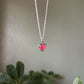 Baby's Breath- Red dyed tiny flowers in super dainty silver open heart pendant, 16" sterling silver plated chain included