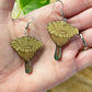 Mushies- Olive green upcycled paper earrings, fungi fairy cottage core jewelry