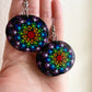 Dot Mandala- Rainbow circle earrings, pride folk art hand painted jewelry