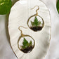 Terrariums- Soil & pressed fern earrings, preserved botanical jewelry (gold)
