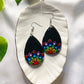 Dot Mandala- Rainbow teardrop earrings, handmade polymer clay hand dotted folk art jewelry
