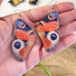 Butterfly Wings- Orange & purple upcycled paper earrings, fairy cottage core jewelry