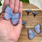 Butterfly Wings- Purple & blue morpho upcycled paper earrings, fairy cottage core jewelry
