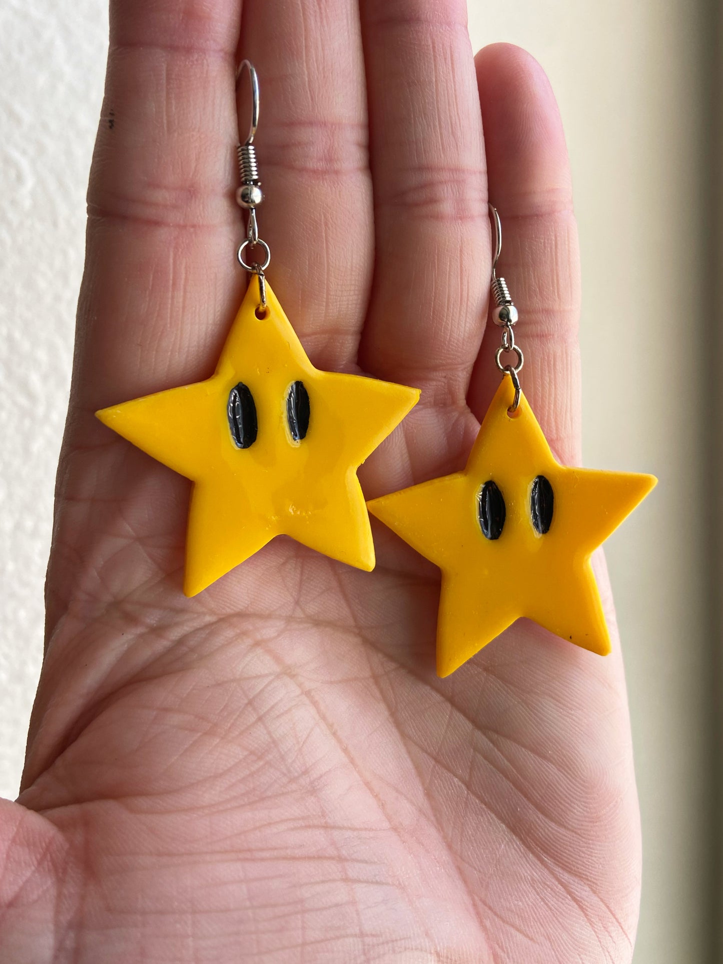 Super Mario- Yellow power up star polymer clay earrings, video game inspired jewelry