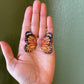 Butterfly Wings- Monarch upcycled paper earrings, statement faux insect jewelry