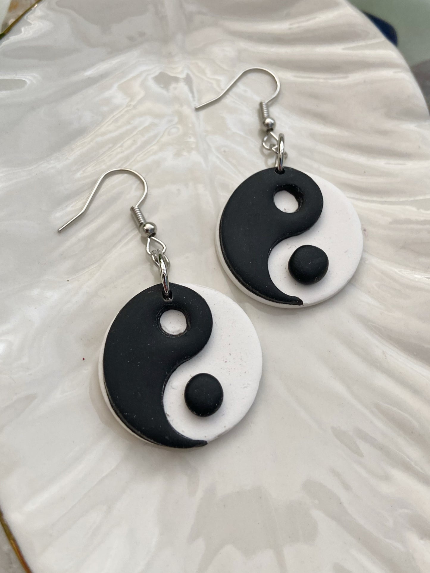 Yin Yang- Handmade polymer clay spiritual funky earrings