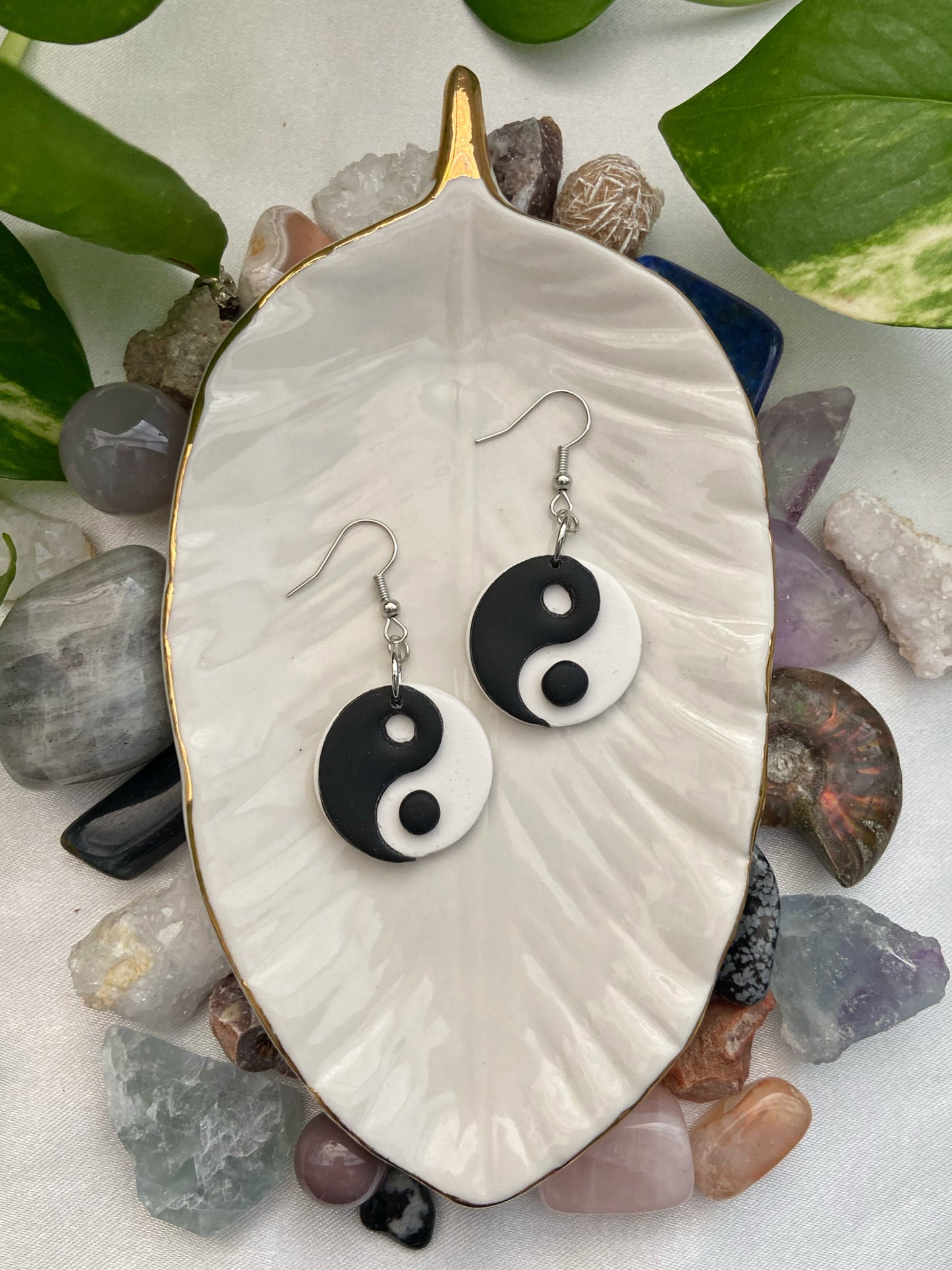 Yin Yang- Handmade polymer clay spiritual funky earrings